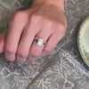 The Olivia 2.35 carat Diamond solitaire Engagement Ring with radiant cut diamond in yellow gold on model hand by Lisa Robin jewelry 