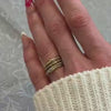 The Reese Dome Diamond Wedding Ring in 14k yellow gold on model hand by Lisa Robin jewelry