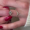 The Stella Compass set Diamond solitaire Engagement Ring with asscher cut diamond in yellow gold on model hand by Lisa Robin jewelry