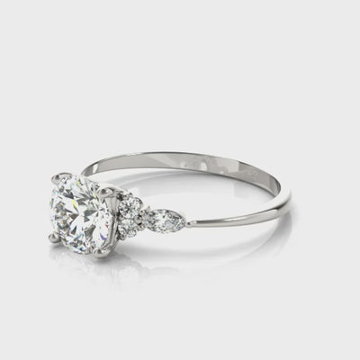 Shown in 1.5 Carat * The Sophia Marquise Accented Diamond Engagement Ring | Lisa Robin#color_platinum