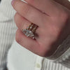 Sage marquise diamond in 14k yellow gold paired with Claire and Leaf and Vice diamond wedding ring by Lisa Robin Jewelry