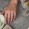 Keely round diamond cut wedding ring with Nova bezel diamond engagement ring / Lisa Robin