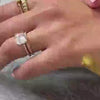The Ellen Pavé Diamond Wedding Ring in 14k yellow gold on model hand by Lisa Robin jewelry
