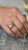 Ari pavé princess diamond cut engagement ring with Halee Diamond cut chevron wedding ring with Reese diamond cut dome wedding ring / Lisa Robin