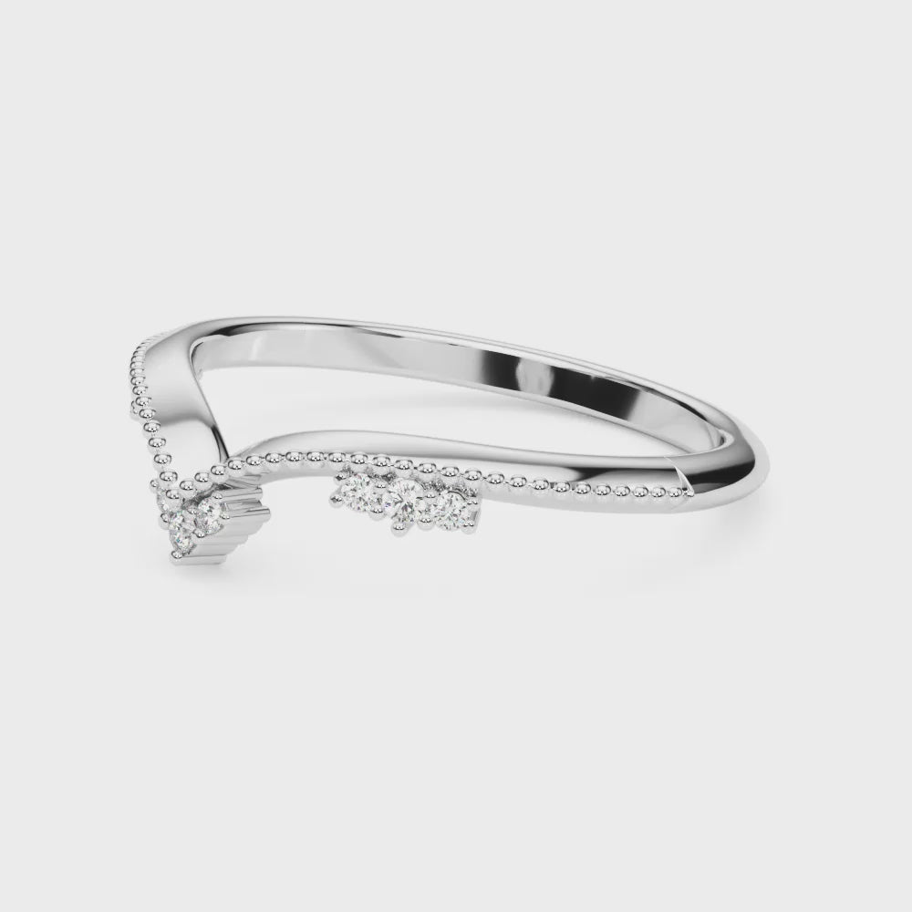 The Matilda Vintage Chevron Wedding Ring | Lisa Robin#color_14k-white-gold
