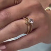 The Matilda Vintage Chevron Diamond Wedding Ring in 14k yellow gold on model hand by Lisa Robin jewelry