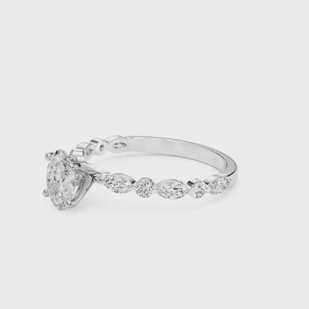 Shown in 1.0 Carat * The Marley Side Stone Diamond Engagement Ring | Lisa Robin#shape_oval