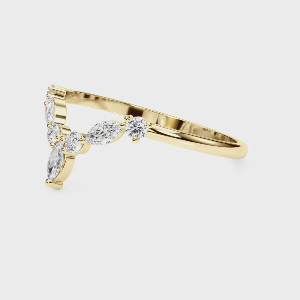 The Jaden Marquise Diamond Chevron Ring | Lisa Robin#color_14k-yellow-gold