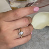 OLIVIA PRINCESS DIAMOND SOLITAIRE ENGAGEMENT RING WITH HALEE DIAMOND CHEVRON WEDDING RING | Lisa Robin