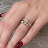 The Harper round Diamond wedding Ring with in 14k yellow gold on model hand by Lisa Robin jewelry