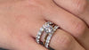 The Allison diamond engagement ring with the Sutton and the Mercer diamond wedding bands on model | Lisa Robin