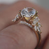Juniper oval diamond engagement ring in 14k yellow gold with beautiful botanical details by Lisa Robin