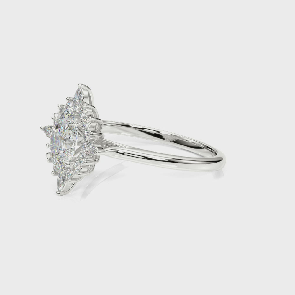 The Revel Halo Diamond Engagement Ring |#color_platinum