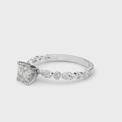 Shown in 1.0 Carat * The Marley Side Stone Diamond Engagement Ring | Lisa Robin#shape_princess
