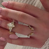 The Dorothy Cluster Diamond Engagement Ring with marquise cut diamond in yellow gold on model hand by Lisa Robin jewelry