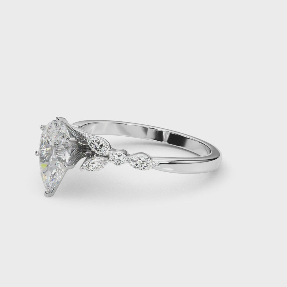 Shown in 1.0 Carat * The Riley Marquise Stone Diamond Engagement Ring | Lisa Robin#shape_pear