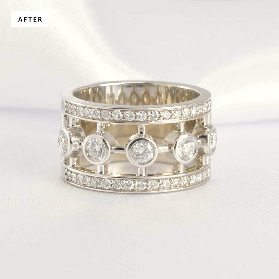 Rejewel design using customers heirloom wedding set by Lisa Robin