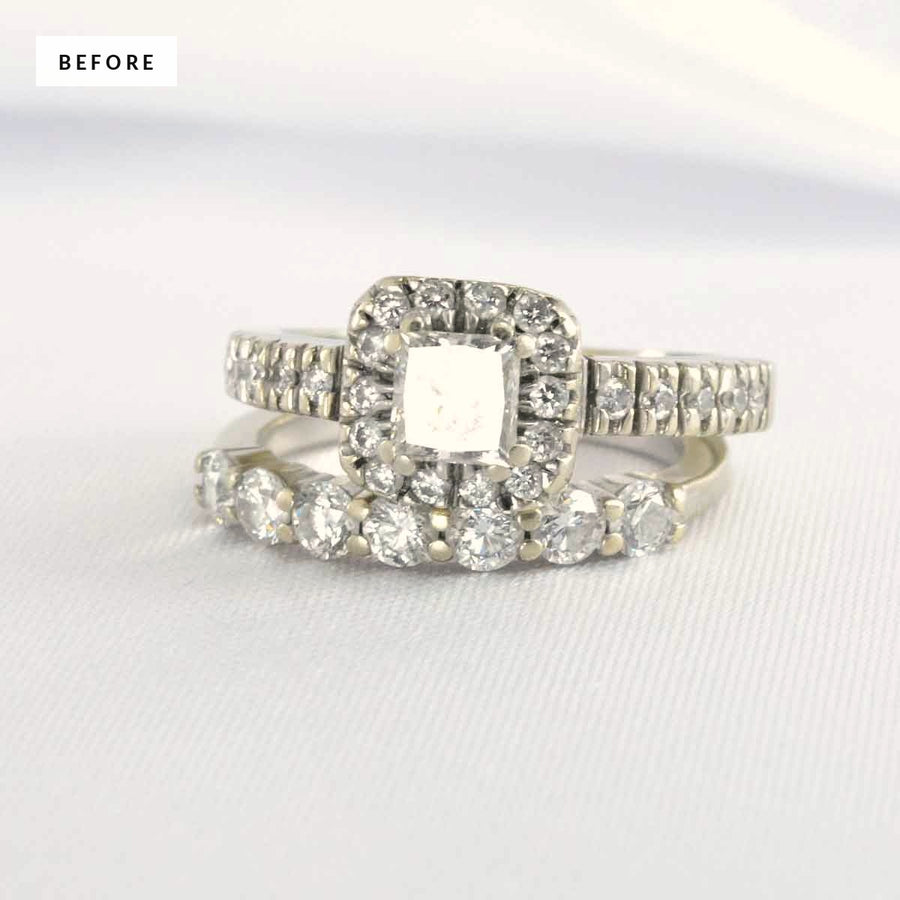 Customers heirloom wedding set to be used for a Rejewel design by Lisa Robin
