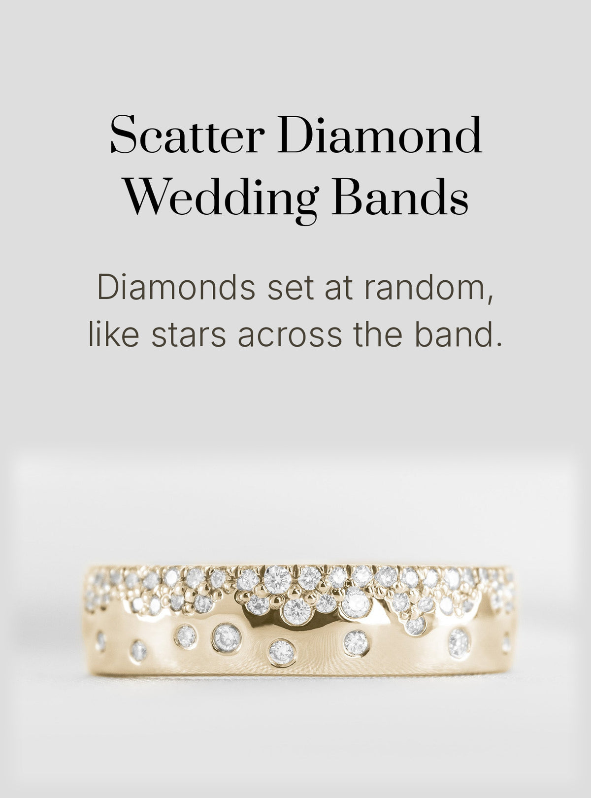 Scatter Diamond Wedding Bands: the Jordan Medium scatter diamond wedding band in yellow gold