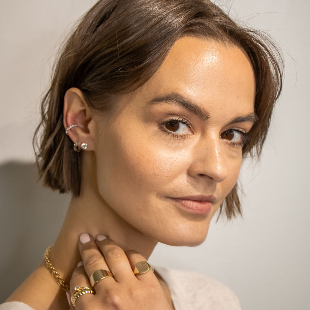 Shown in 1cttw * Colorless Lab Diamond Stud Earrings Three Prong  | Lisa Robin#color_14k-white-gold