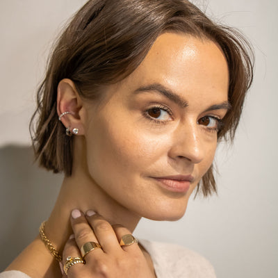 Shown in 1cttw * Colorless Lab Diamond Stud Earrings Three Prong  | Lisa Robin#color_14k-white-gold