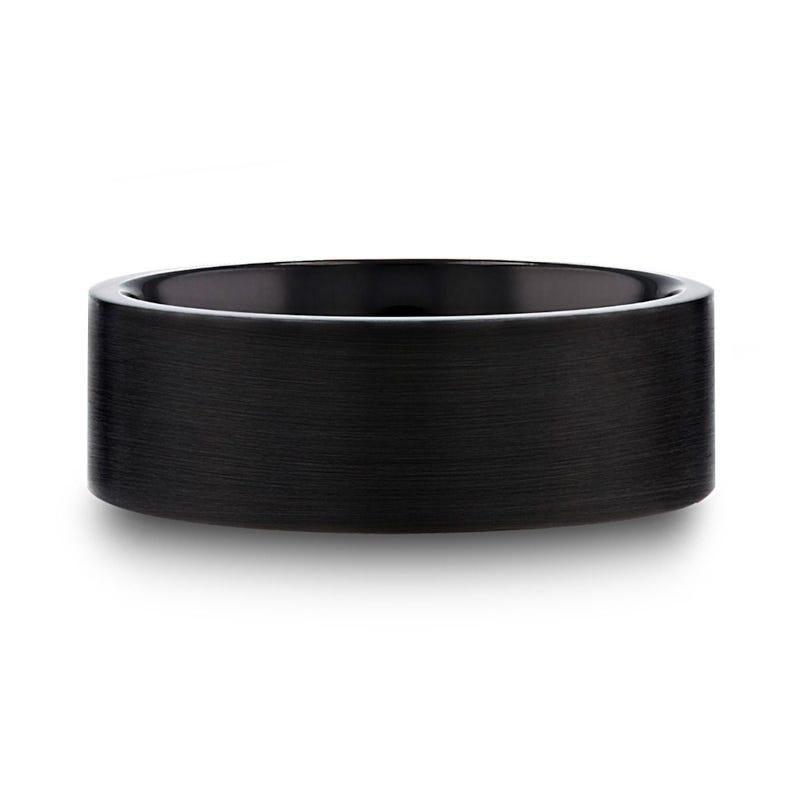 SAN BERNARDINO Brushed Finish Flat Black Titanium Men’s Wedding Band - 6mm & 8mm