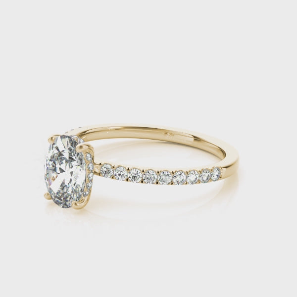 Shown in 1.0 carat * Cameron Hidden halo pave Diamond Engagement Ring | Lisa Robin#shape_oval