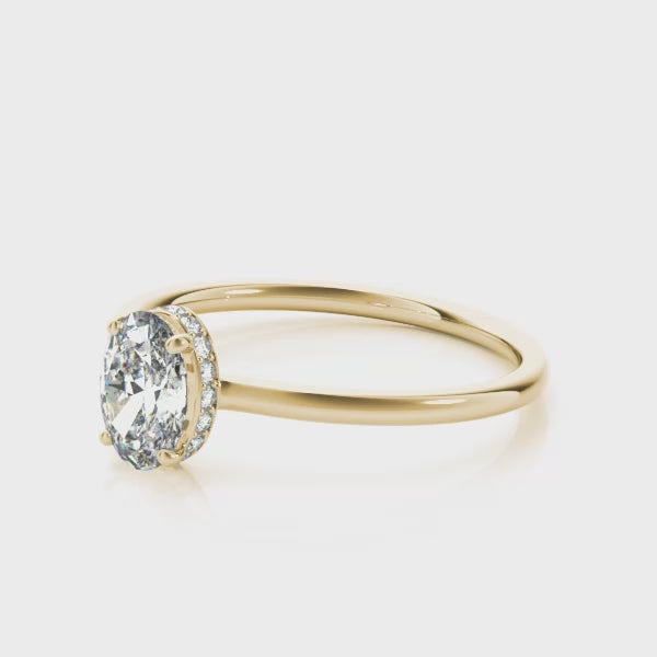 Shown in 1.0 Carat * The Casey Hidden Halo Oval Diamond Engagement Ring | Lisa Robin