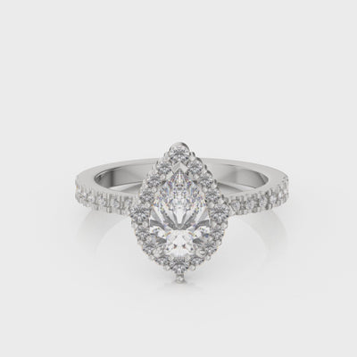Shown in 1.0 Carat * Sierra Pear Diamond Halo Engagement Ring | Lisa Robin#color_14k-white-gold