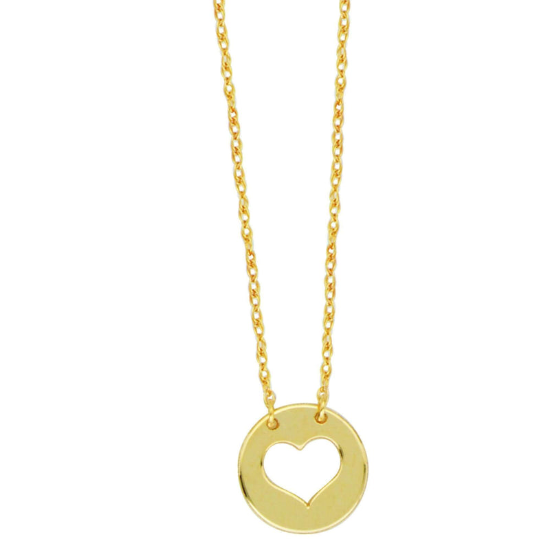 Gold Disc Cut Out Heart Necklace | Lisa Robin