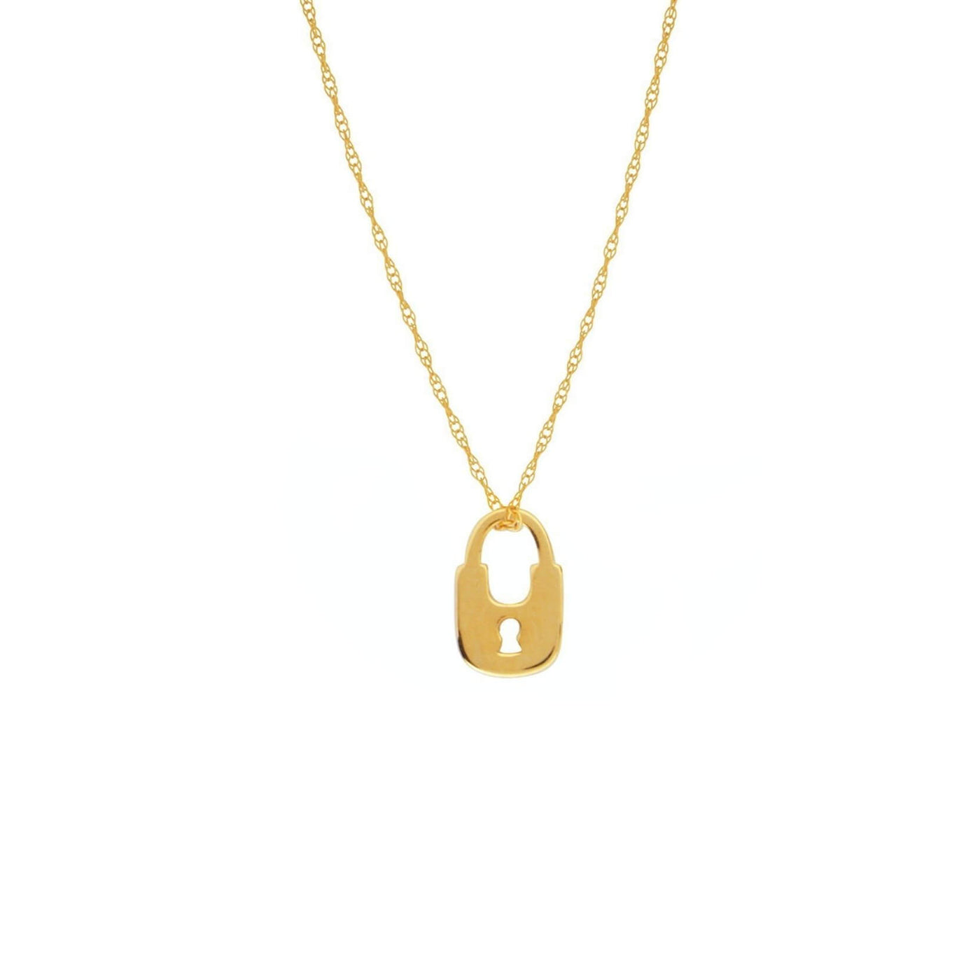 14k Gold Heart Cut Out Lock Pendant with 18'' Chain 
