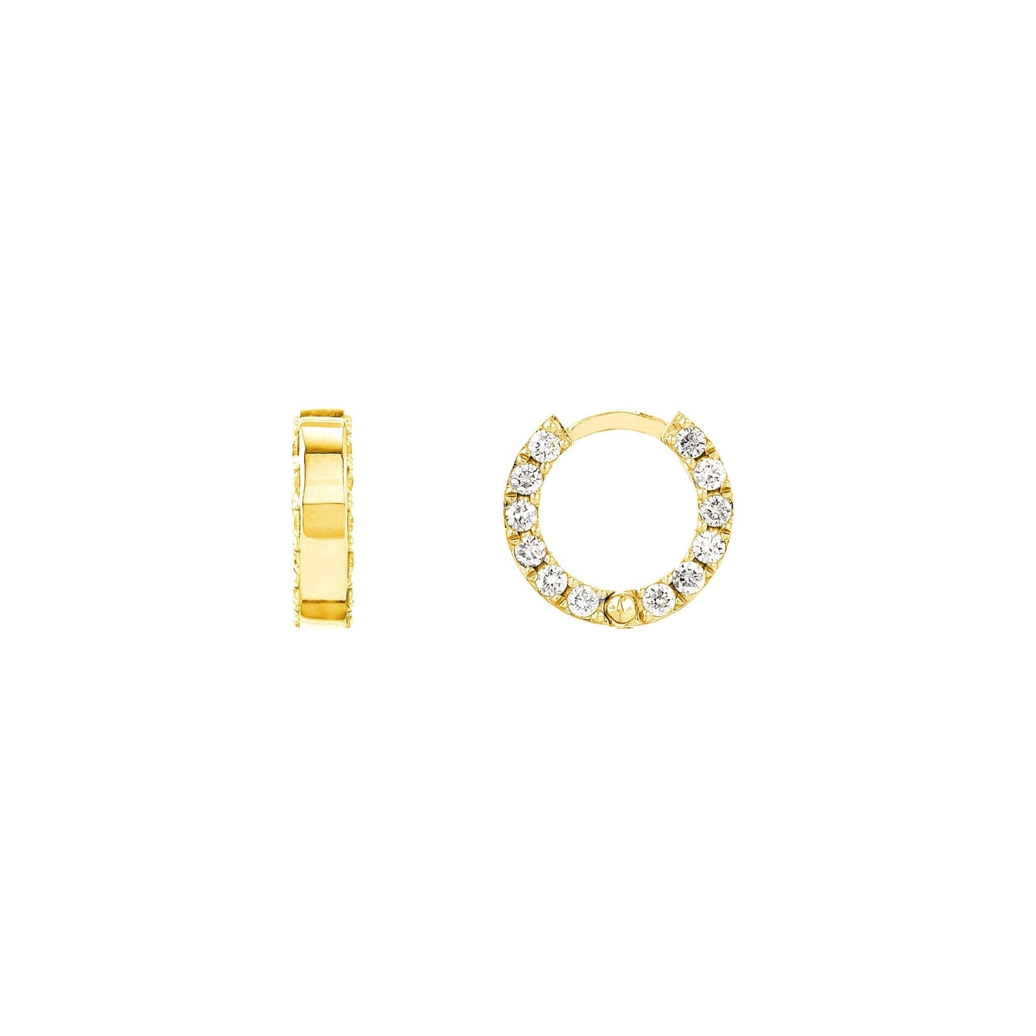 Outside Diamond Gold Huggie Hoop Earrings | Lisa Robin