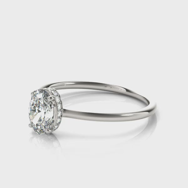 Shown in 1.0 Carat * The Casey Hidden Halo Emerald Diamond Engagement Ring | Lisa Robin#shape+oval