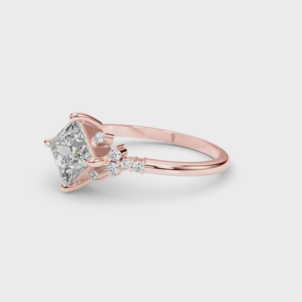Shown in 1.0 Carat * The Zakari Starlight Princess Diamond Engagement Ring | Lisa Robin#color_14k-rose-gold