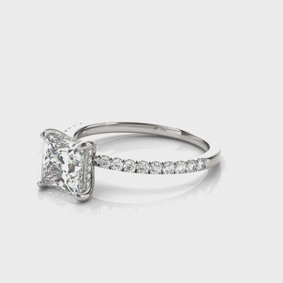 Shown in 1.0 Carat * The Cameron Hidden Halo Pave Round Diamond Engagement Ring | Lisa Robin#shape_princess