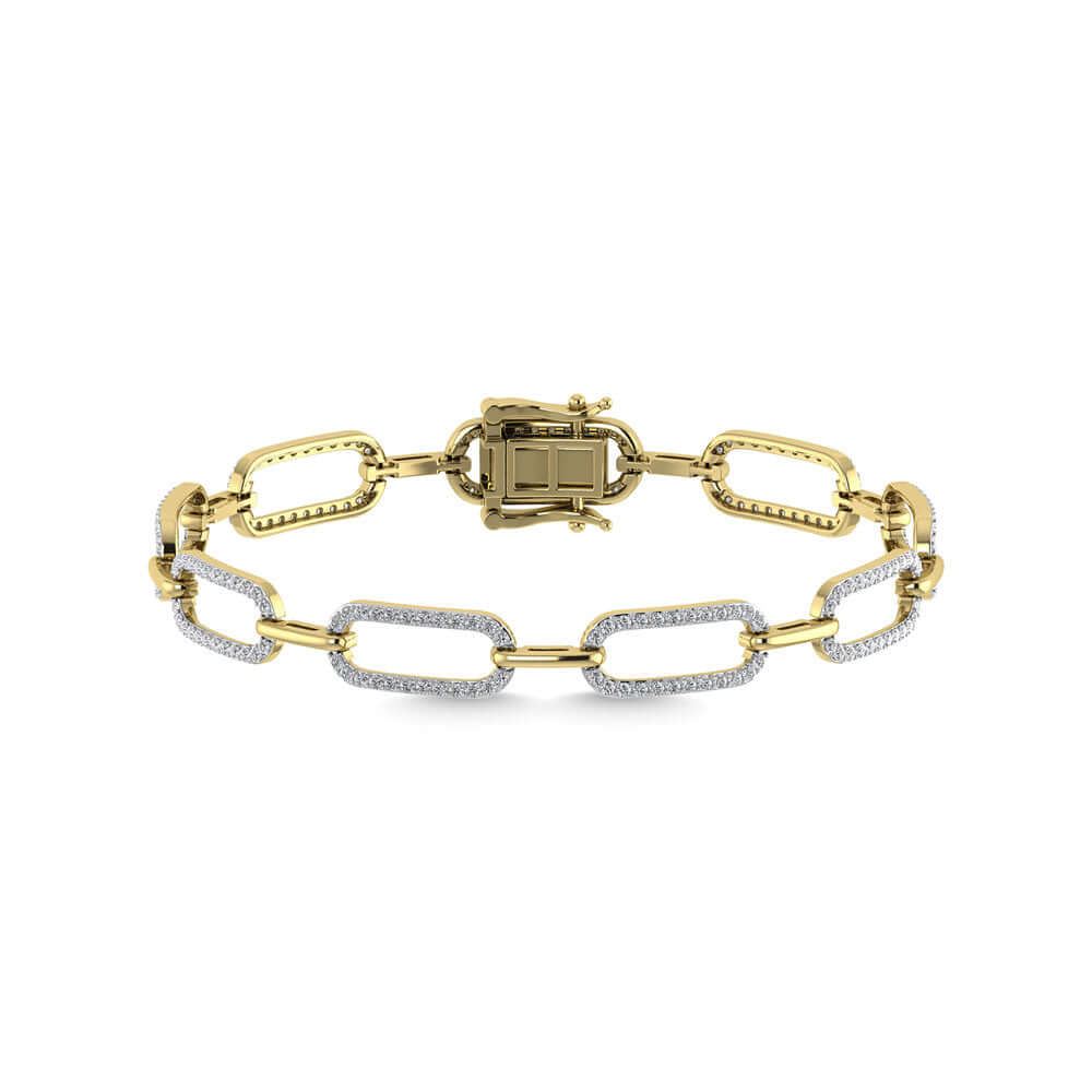Diamond 14K Gold Chain Link Bracelet | Lisa Robin#color_14k-yellow-gold