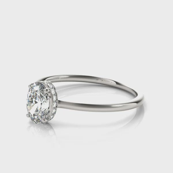 Shown in 1.0 Carat * The Casey Hidden Halo Oval Diamond Engagement Ring | Lisa Robin