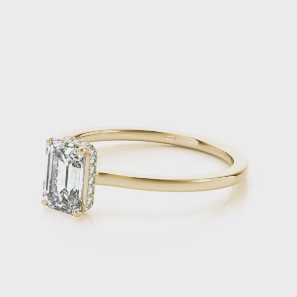 Shown in 1.0 Carat * The Casey Hidden Halo Emerald Diamond Engagement Ring | Lisa Robin#shape_emerald
