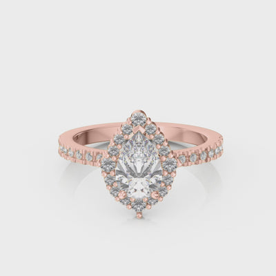 Shown in 1.0 Carat * Sierra Pear Diamond Halo Engagement Ring | Lisa Robin#color_14k-rose-gold
