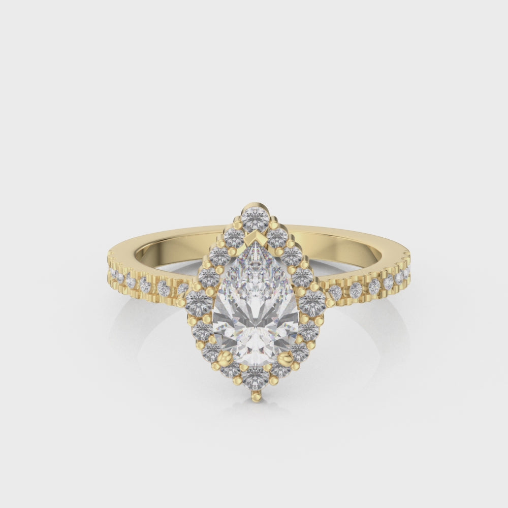 Shown in 1.25 Carat * Sierra Pear Diamond Halo Engagement Ring | Lisa Robin#color_14k-yellow-gold