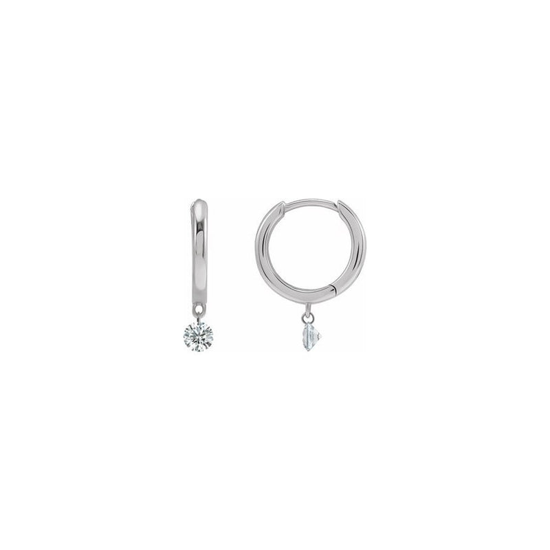 Huggie Hoops with Drilled Round Diamond Dangle - Lisa Robin