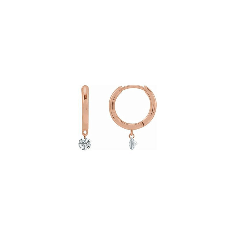 Huggie Hoops with Drilled Round Diamond Dangle - Lisa Robin