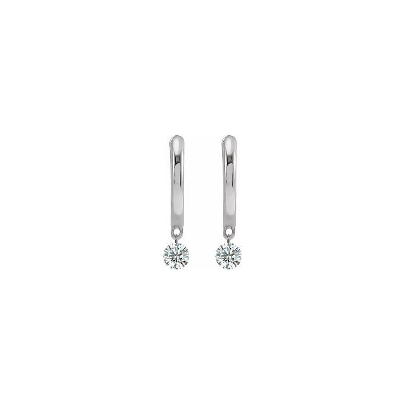 Huggie Hoops with Drilled Round Diamond Dangle - Lisa Robin