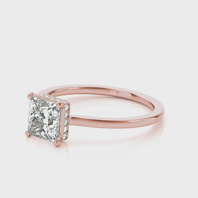 Shown in 1.0 carat * The Casey Hidden Halo Emerald Diamond Engagement Ring | Lisa Robin#shape_princess