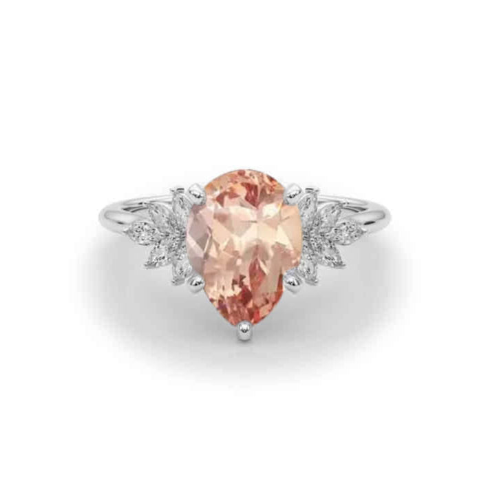 Shown in 2.0 carat Morganite*The Anna Morganite Cluster Engagement Ring | Lisa Robin#color_14k-white-gold