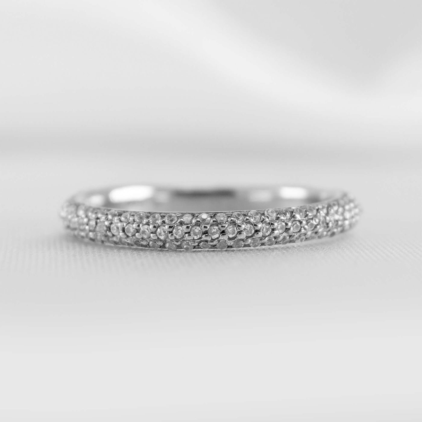 The Alex Three Row Diamond Pave Wedding Ring | Lisa Robin#color_platinum