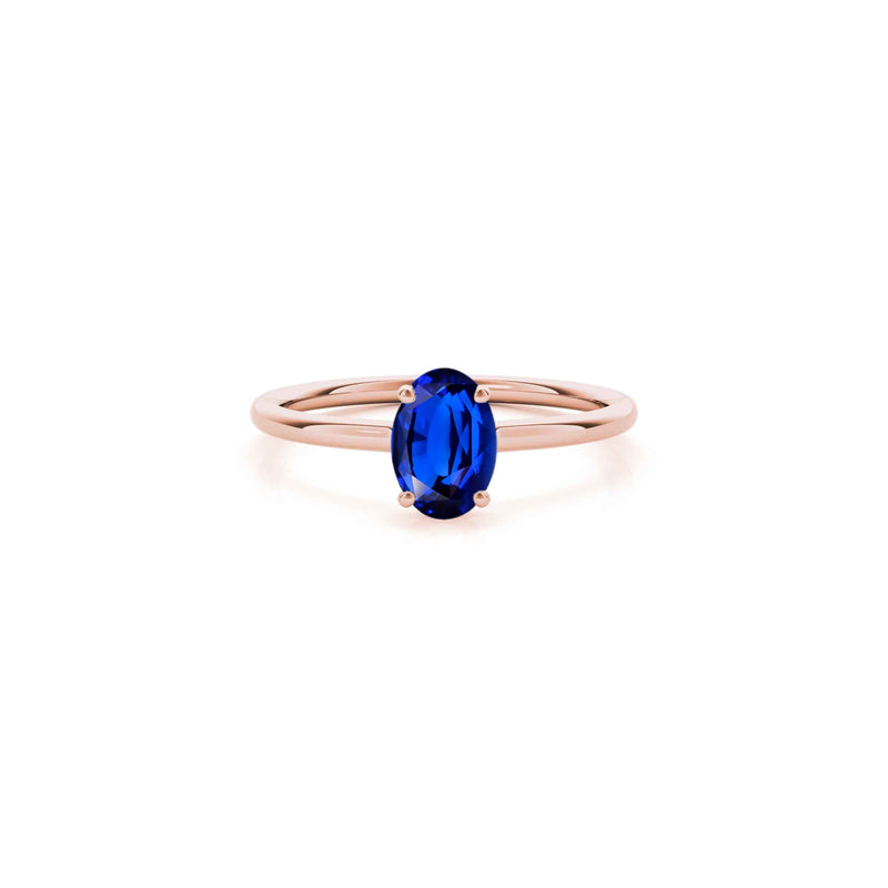 The Casey Hidden Halo Blue Sapphire Oval Engagement Ring | Lisa Robin