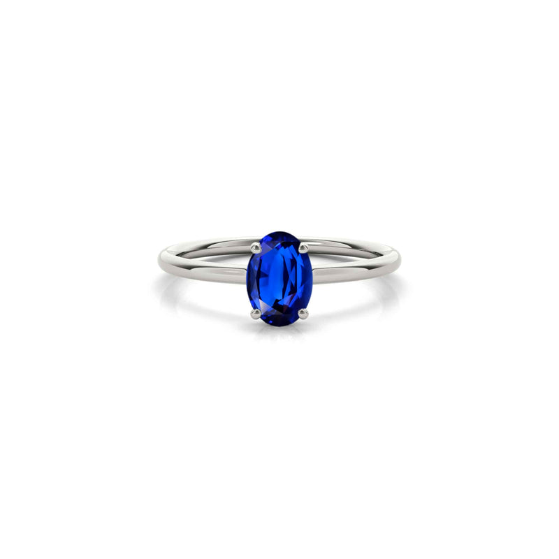 The Casey Hidden Halo Blue Sapphire Oval Engagement Ring | Lisa Robin