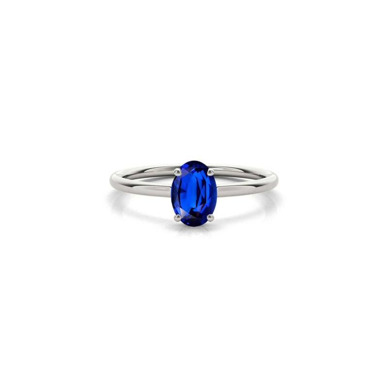 The Casey Hidden Halo Round Blue Sapphire Engagement Ring | Lisa Robin