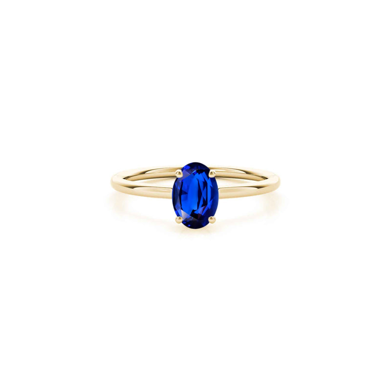 The Casey Hidden Halo Blue Sapphire Oval Engagement Ring | Lisa Robin